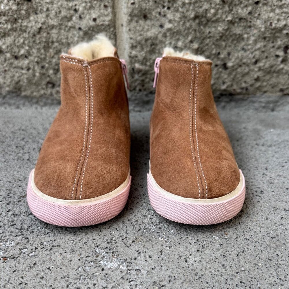 SEE KAI RUN Kassidy Shearling Boots Girls 12 Brown Zip Winter Boot Elastic Sides - Picture 3 of 11
